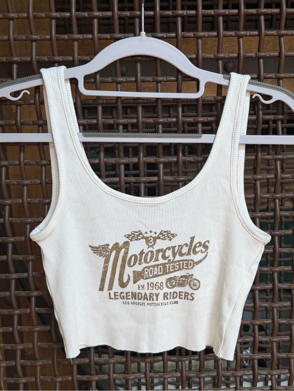 Garage Los Angeles Motorcycle Graphic Ribbed Crop Tank Top P/S